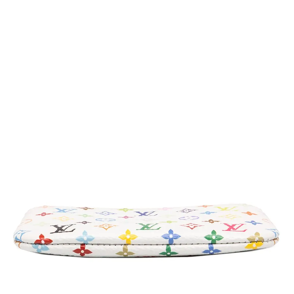 Louis Vuitton Takashi Murakami Monogram Multicolore Key Pouch White Canvas Very good - Inside View