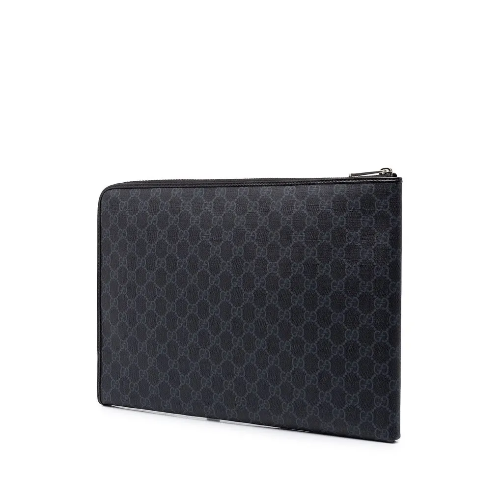 Gucci GG Supreme Interlocking G Clutch Black Canvas Very good - Back View