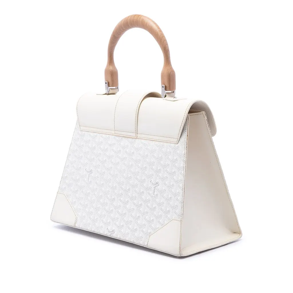 Goyard Goyardine Saigon Structured MM White Canvas Good - Back View