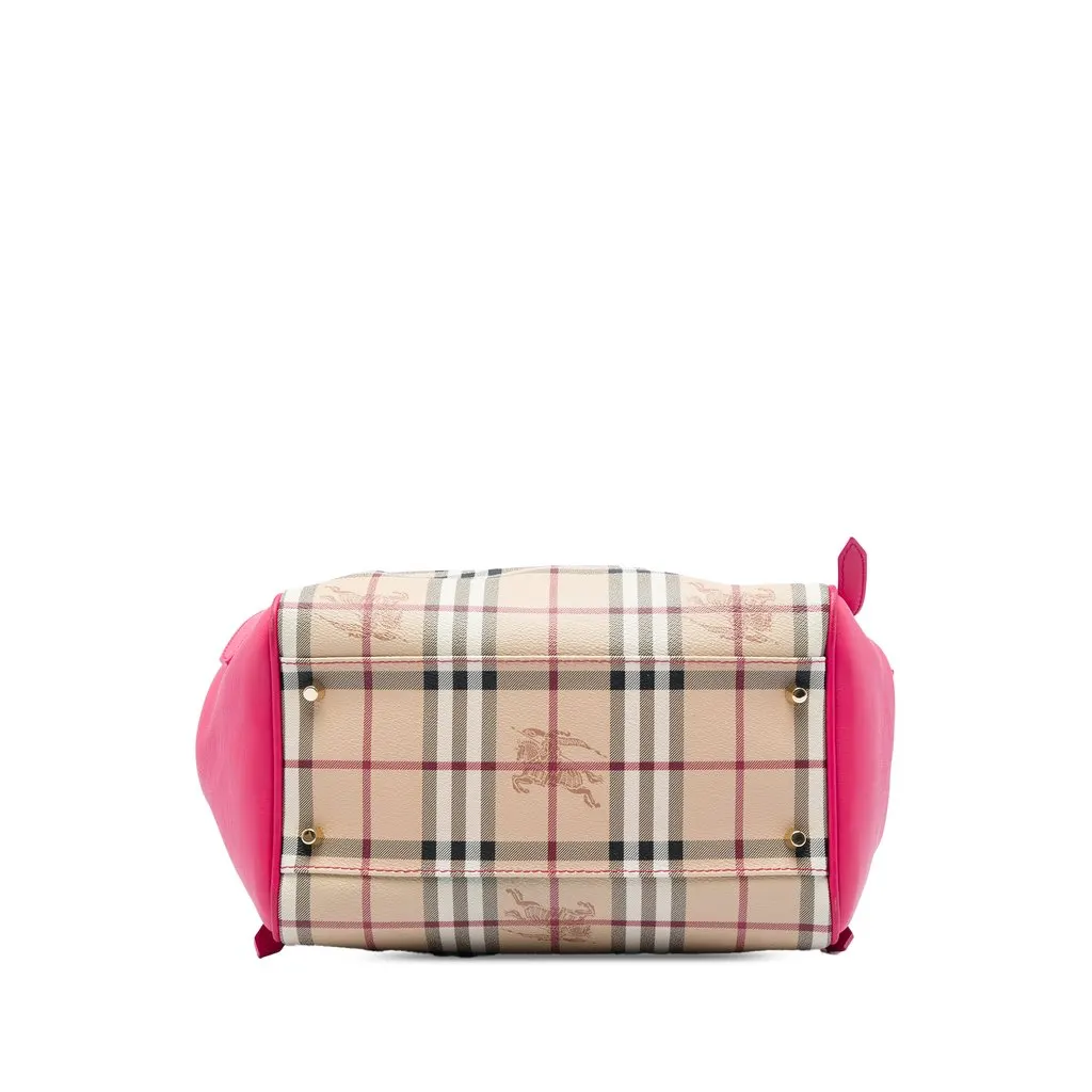Burberry Small Haymarket Check Coated Canvas and Calfskin Canterbury Bow Tote Beige Canvas Good - Inside View