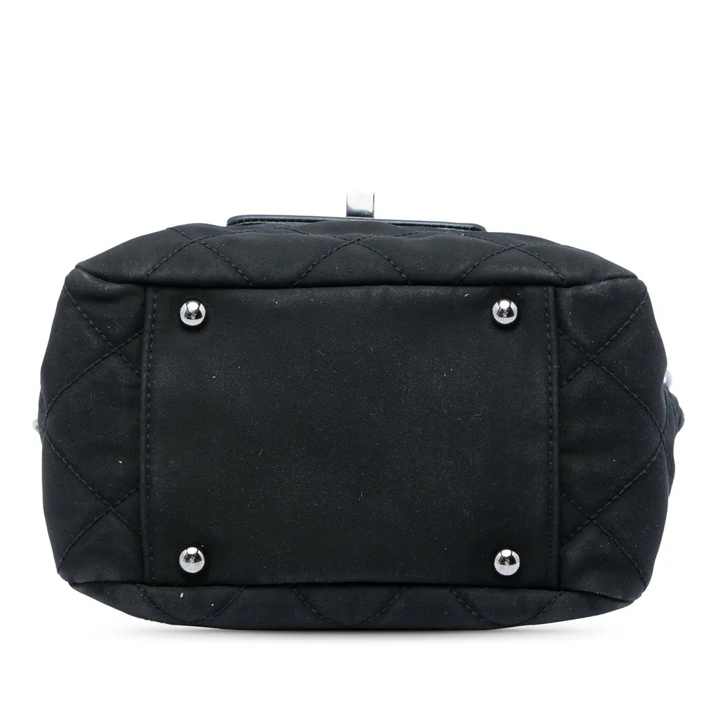 Chanel Quilted Nylon Giant Mademoiselle Turnlock Shoulder Bag Black Very good - Inside View