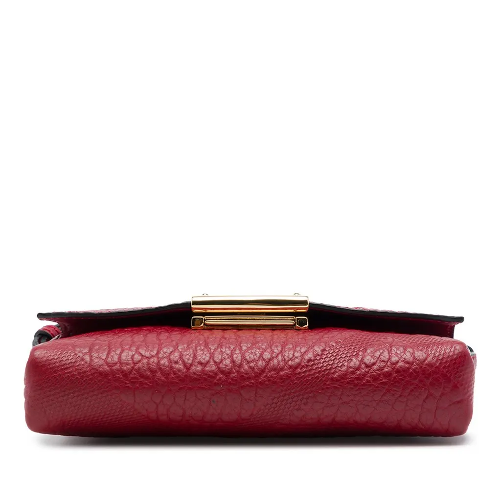 Burberry Embossed Grain Check Leather Langley Crossbody Red Leather Very good - Inside View