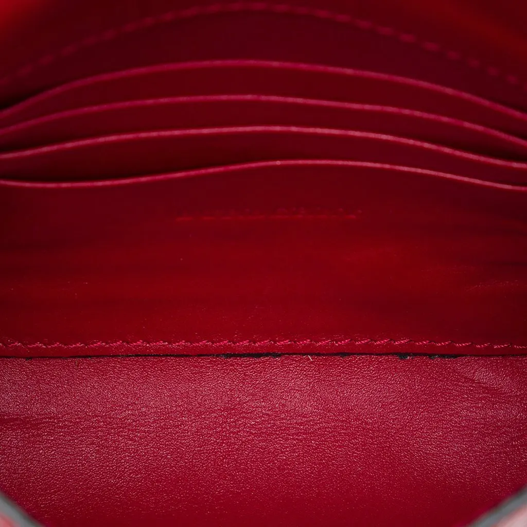 Burberry Embossed Grain Check Leather Langley Crossbody Red Leather Very good - Model View
