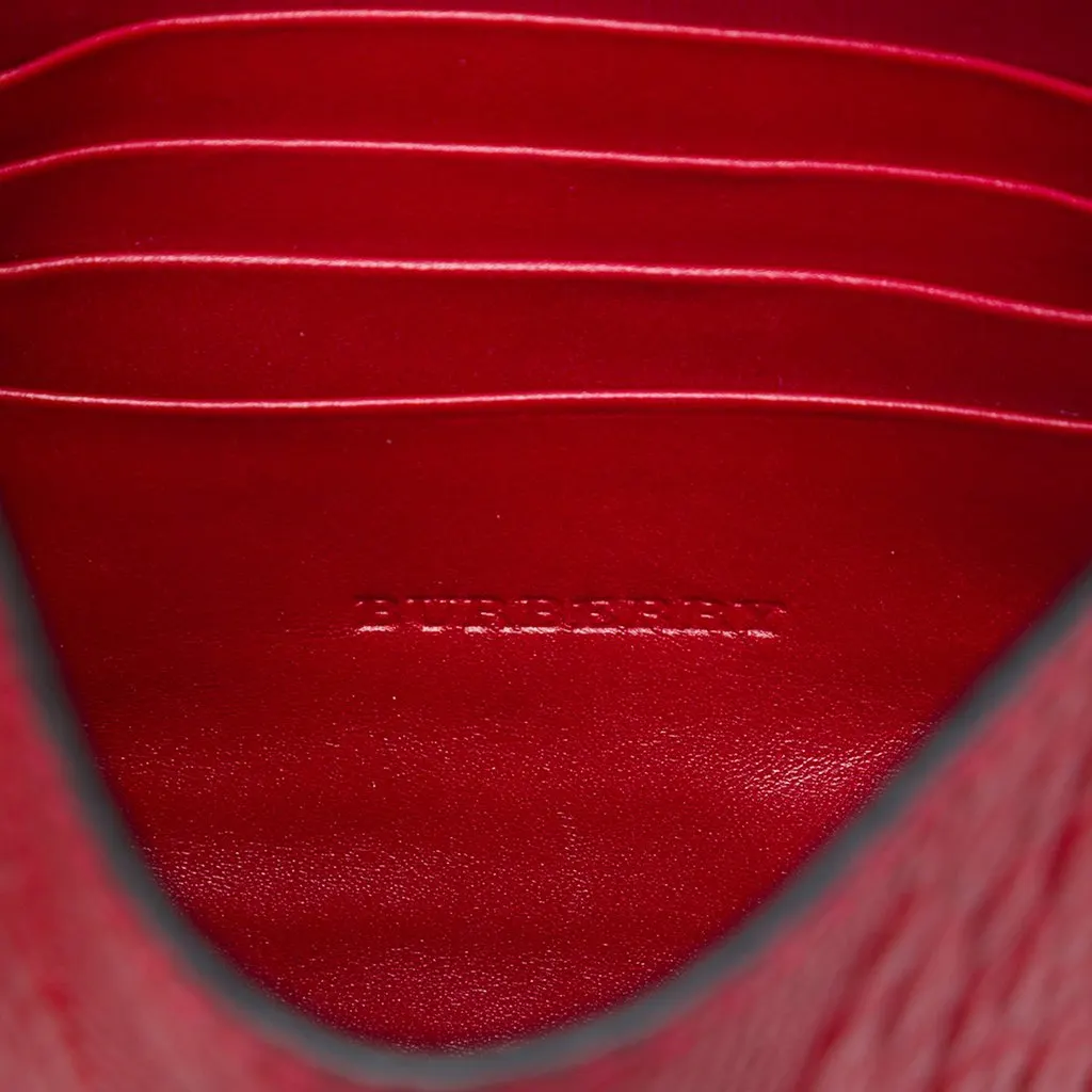 Burberry Embossed Grain Check Leather Langley Crossbody Red Leather Very good - Box View