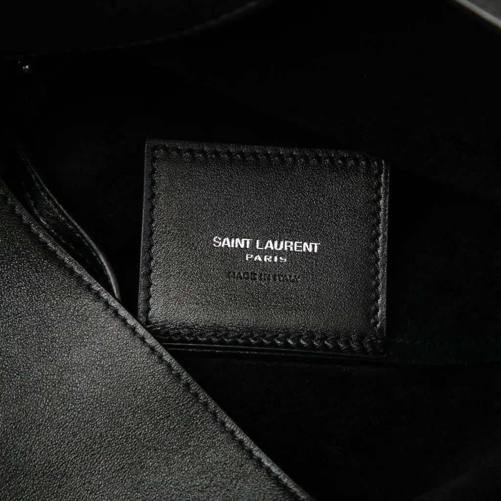 Saint Laurent Large Supple Calfskin Tanger Hobo Black Leather Good - Box View