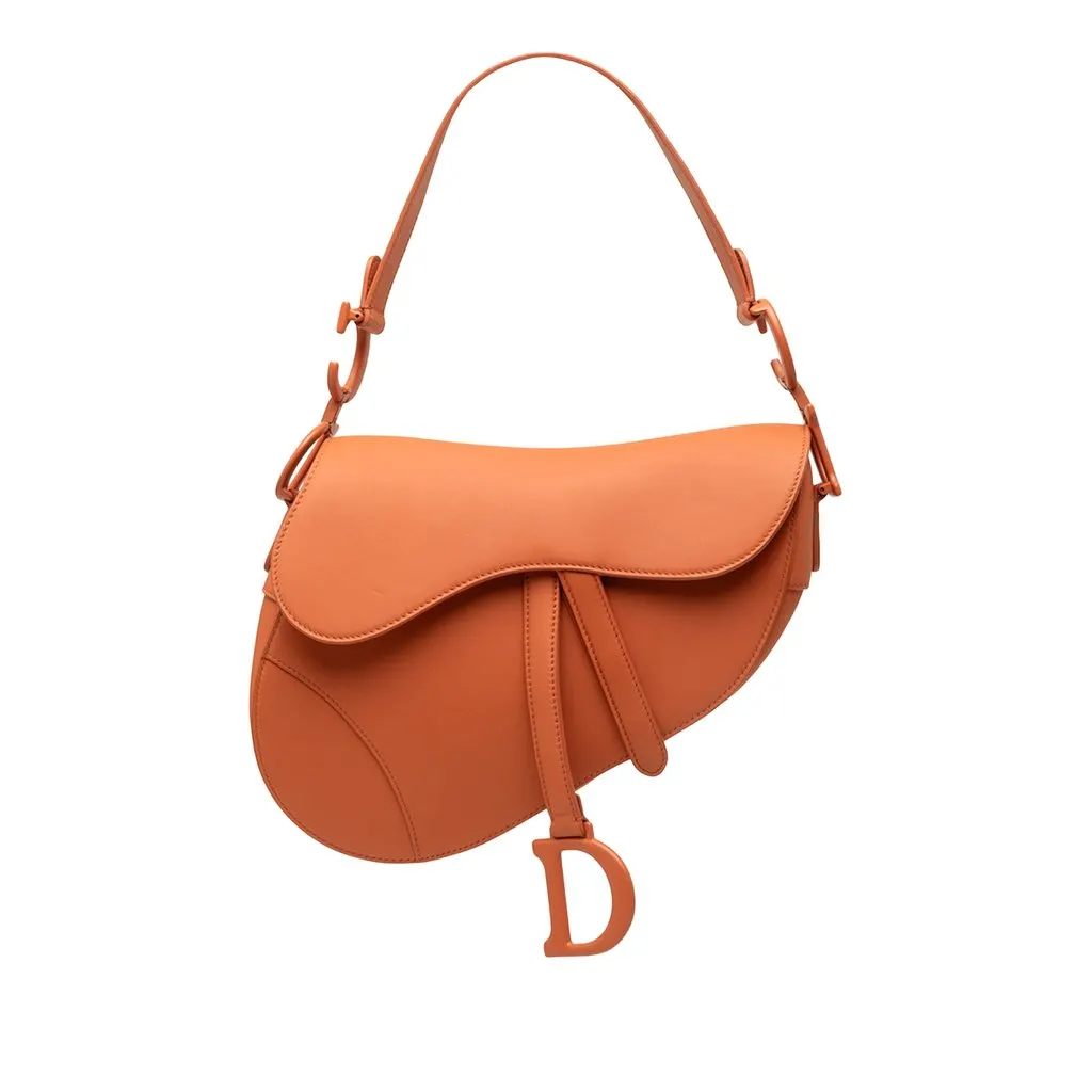 Dior Ultra Matte Calfskin Saddle Bag Orange Leather Very good - Front View