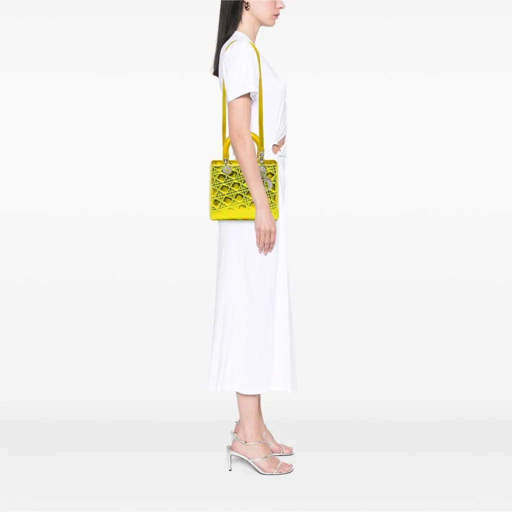 Dior Anselm Reyle Medium Metallic Lambskin Cannage Lady Dior Yellow Leather Very good - Box View