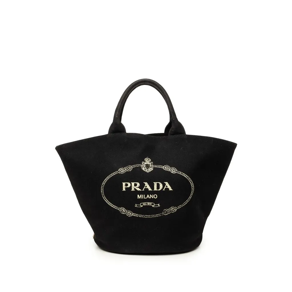 Prada Canvas Canapa Logo Tote Black Canvas Very good - Front View