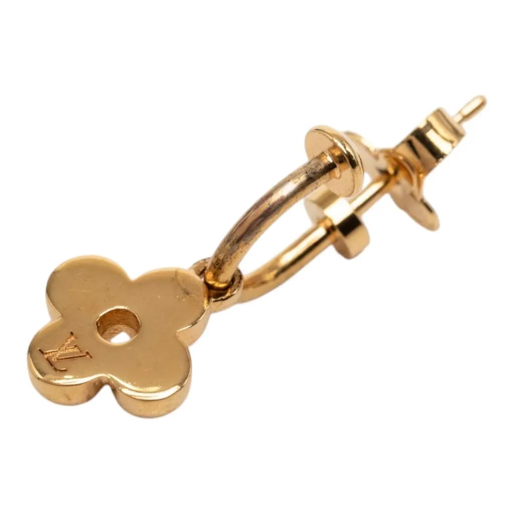 Louis Vuitton Gold Plated Blooming Push Back Earrings Gold Metal Very good - Inside View