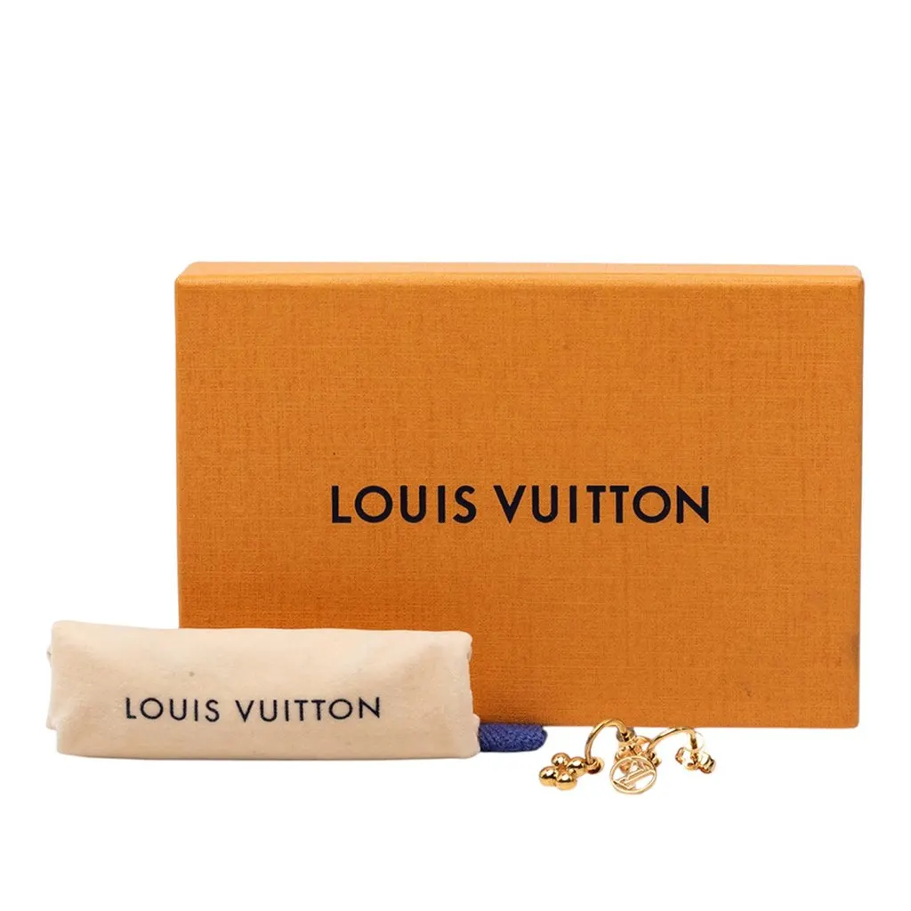 Louis Vuitton Gold Plated Blooming Push Back Earrings Gold Metal Very good - Model View