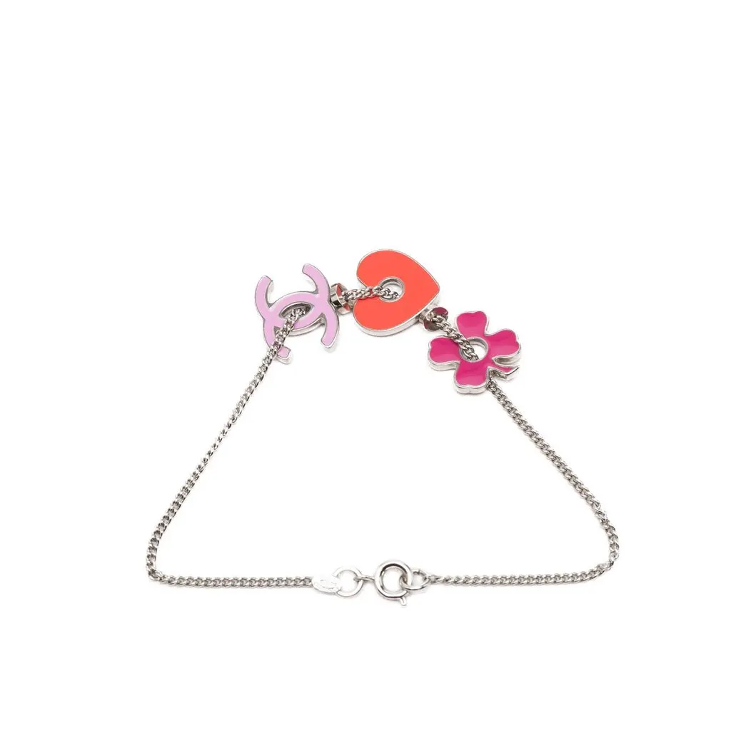 Chanel CC Brass Enamel Icon Charm Bracelet Silver Brass Very good - Inside View