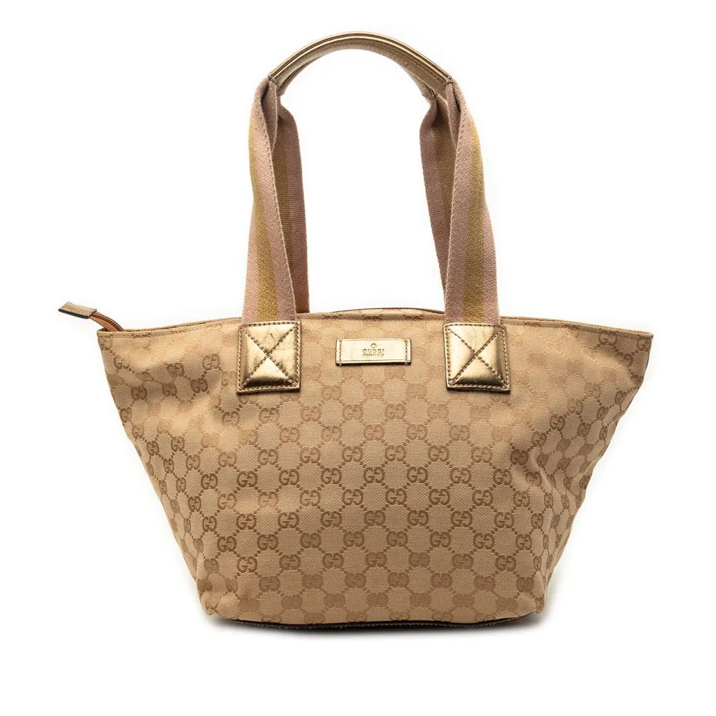 Gucci GG Canvas Web Tote Beige Very good - Front View