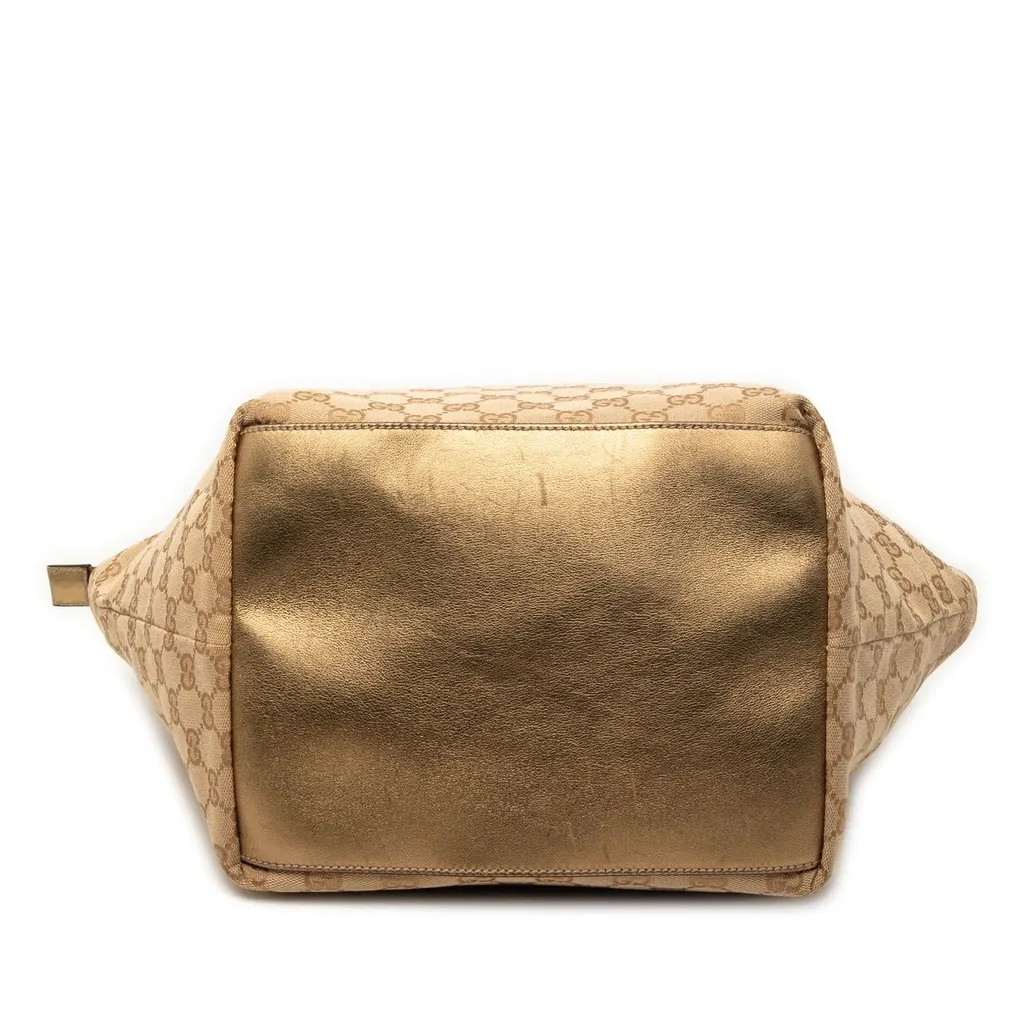 Gucci GG Canvas Web Tote Beige Very good - Inside View