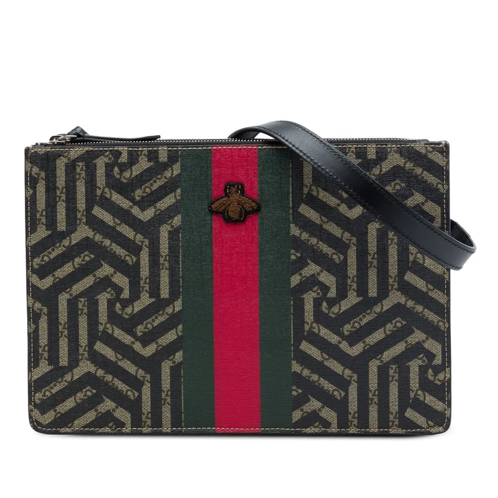 Gucci GG Supreme Caleido Web Bee Crossbody Beige Very good - Front View