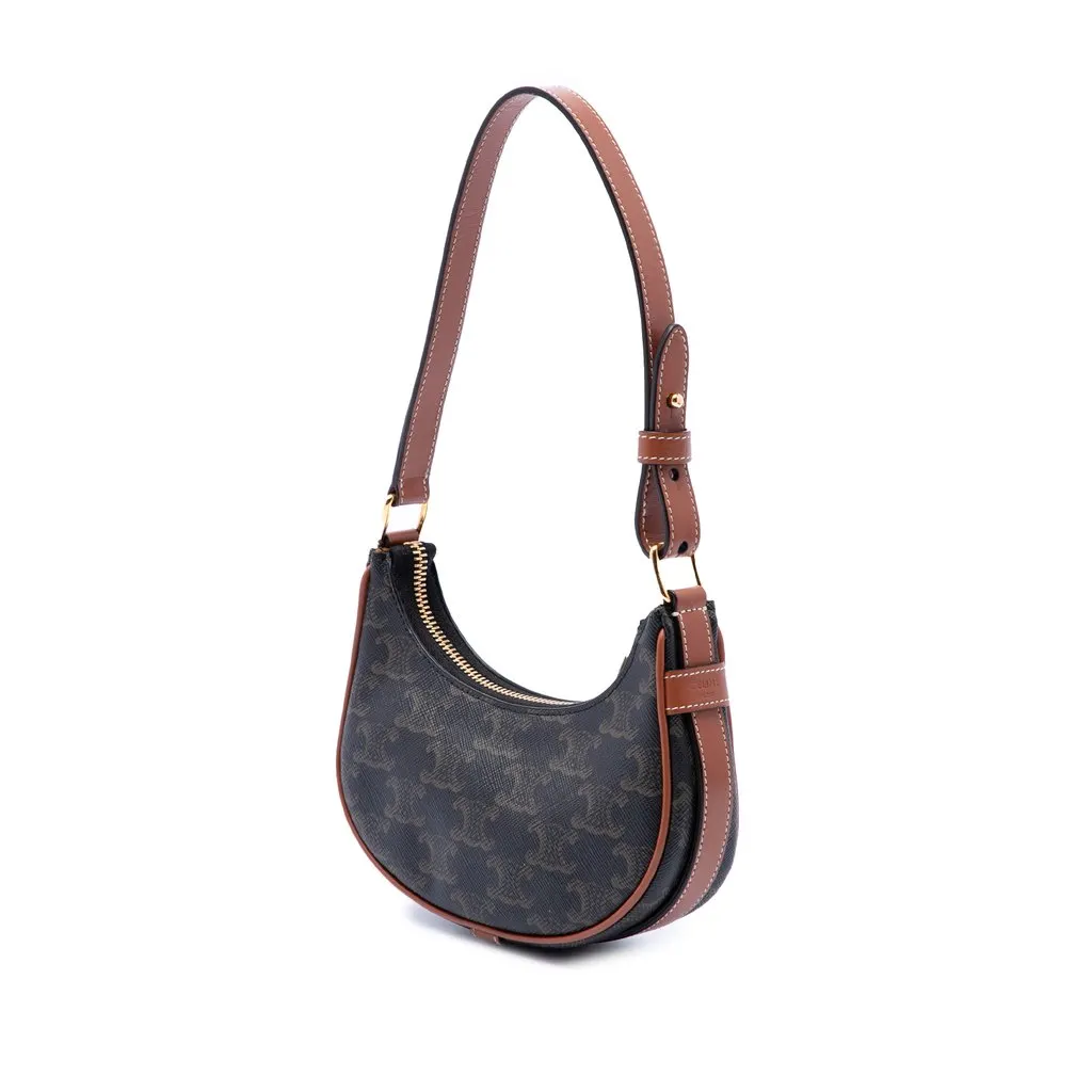 Celine Mini Triomphe Coated Canvas Ava Shoulder Bag Brown Canvas Very good - Back View
