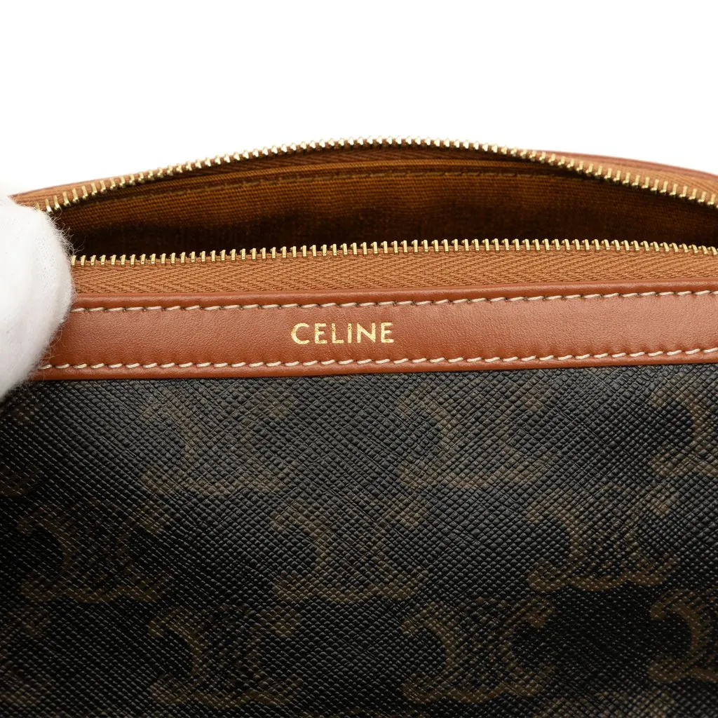 Celine Small Triomphe Coated Canvas and Calfskin Cosmetic Pouch Brown Canvas Very good - Box View