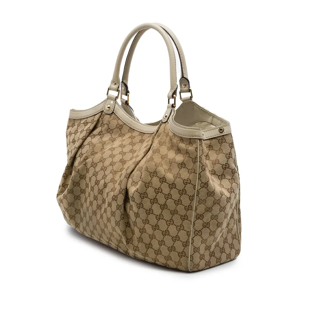 Gucci Large GG Canvas Sukey Tote Beige Canvas Good - Back View