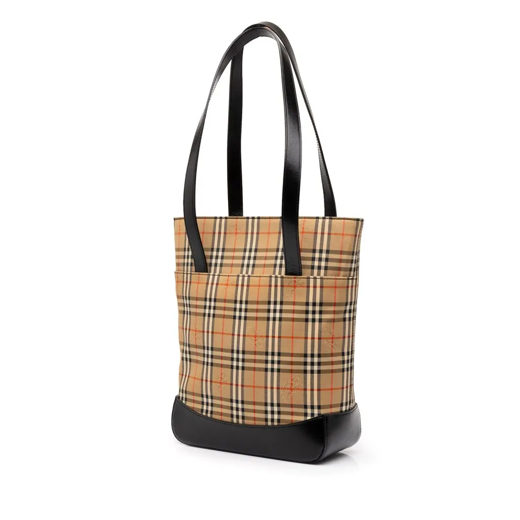 Burberry Haymarket Check Canvas Tote Beige Canvas Good - Back View