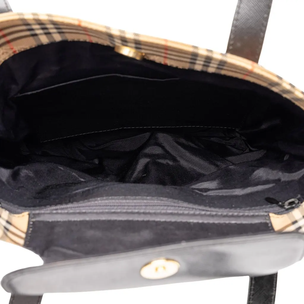 Burberry Haymarket Check Canvas Tote Beige Canvas Good - Model View