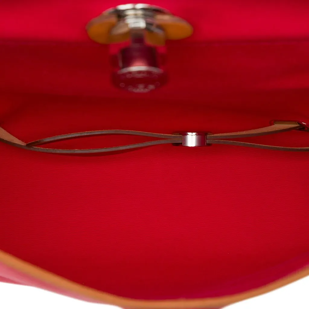 Hermès Toile Herbag A Dos Zip Retourne Backpack Red Canvas Very good - Model View