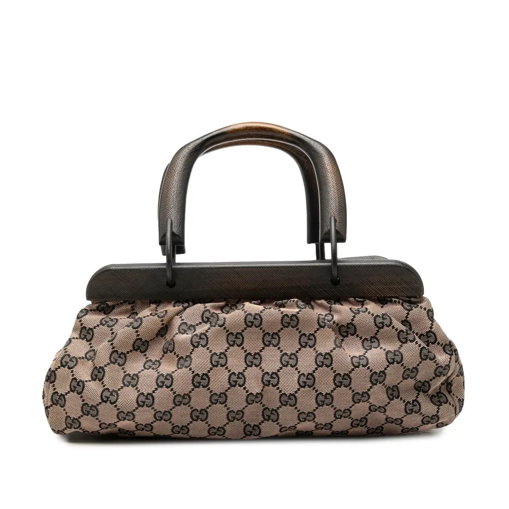 Gucci GG Canvas Wood Frame Handbag Pink Canvas Very good - Front View