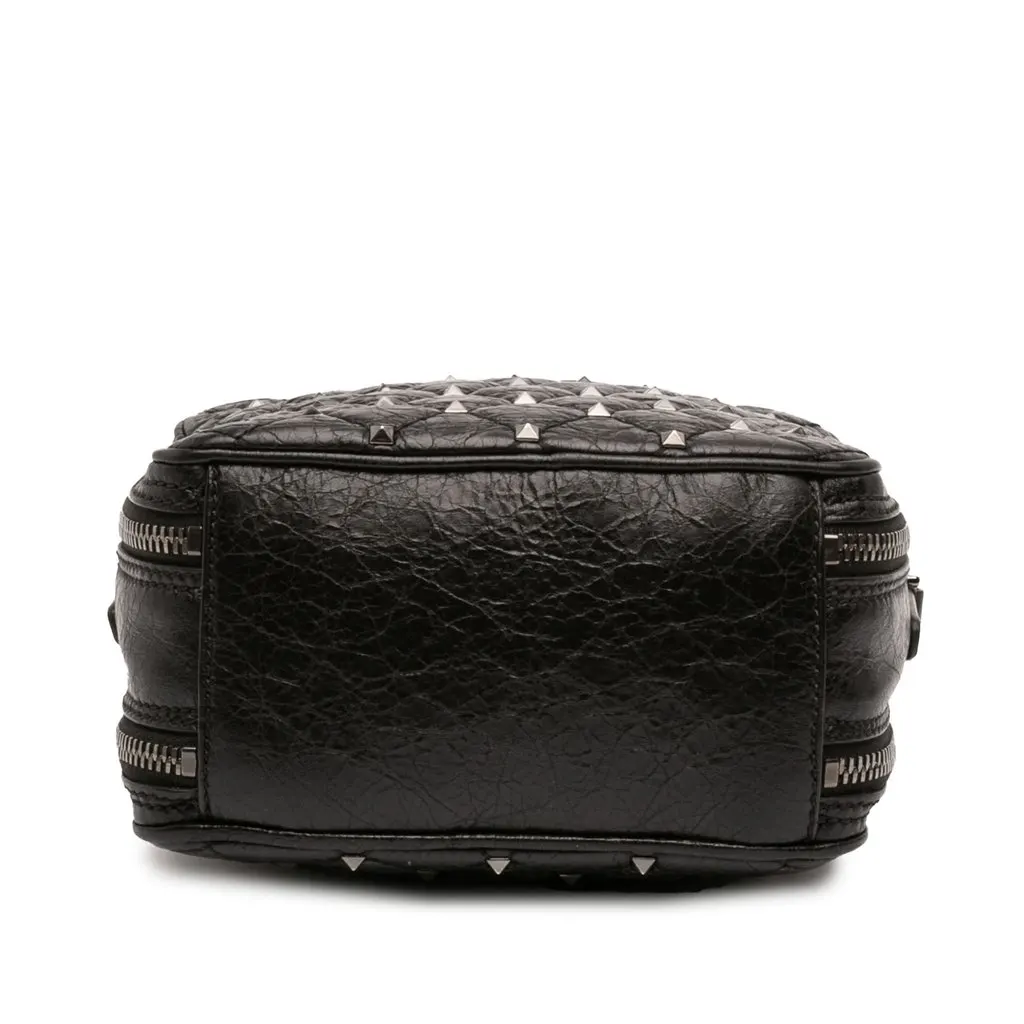 Valentino Quilted Crinkled Leather Rockstud Double Zip Camera Bag Black Leather Very good - Inside View