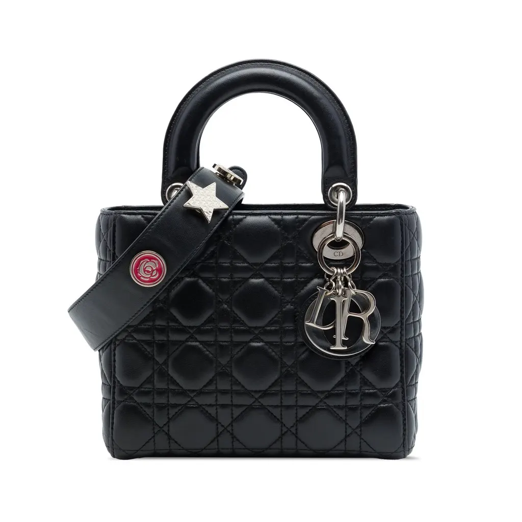 Dior Small Lambskin Cannage MyABCDior Lady Dior Black Leather Good - Front View