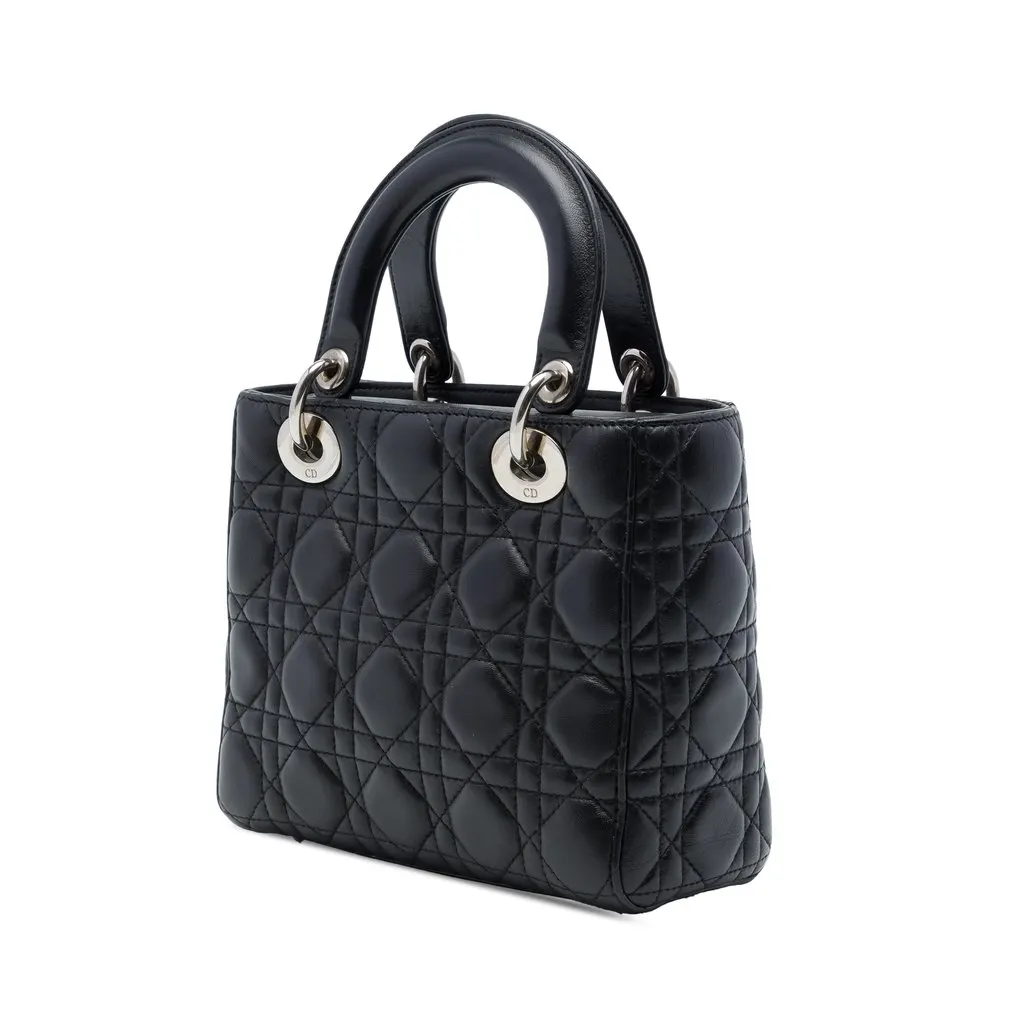 Dior Small Lambskin Cannage MyABCDior Lady Dior Black Leather Good - Back View