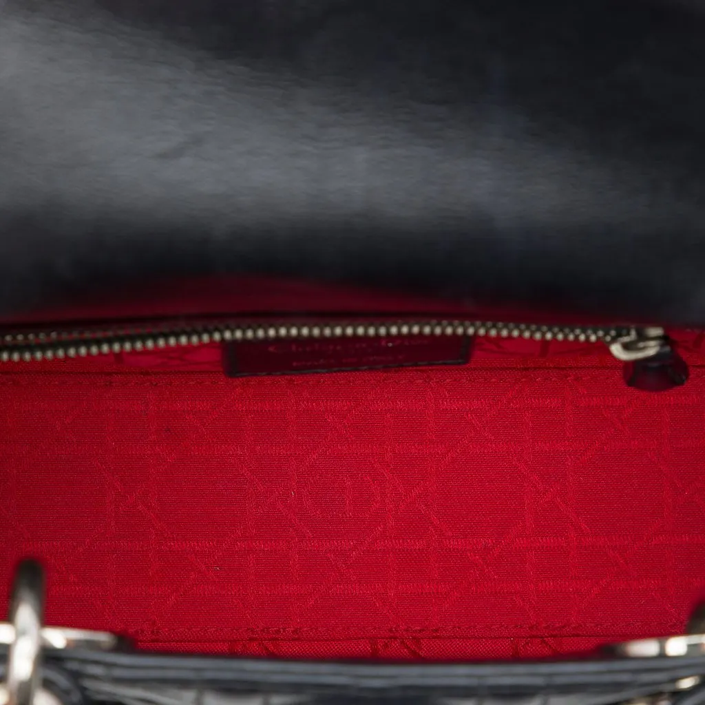 Dior Small Lambskin Cannage MyABCDior Lady Dior Black Leather Good - Model View