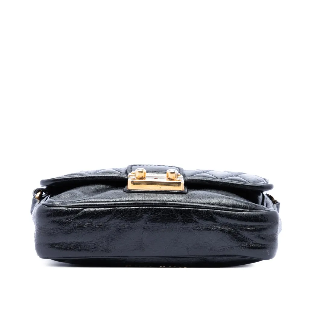 Miu Miu Vitello Shine Trapu Crossbody Black Leather Very good - Inside View