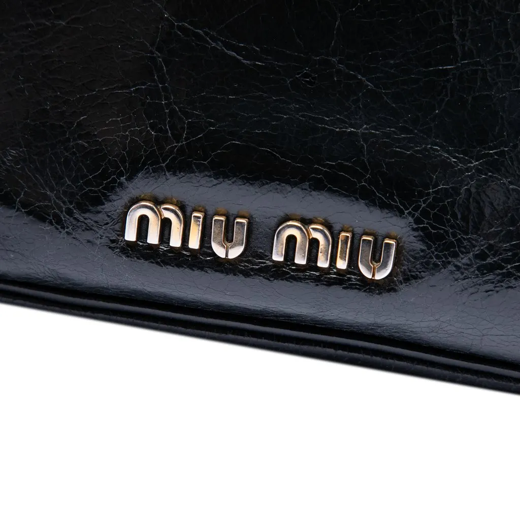 Miu Miu Vitello Shine Trapu Crossbody Black Leather Very good - Box View