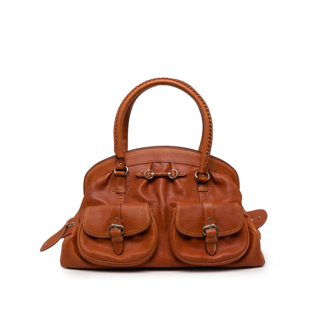 Dior Large Calfskin My Dior Pockets Frame Handbag Brown Leather Very good - Front View