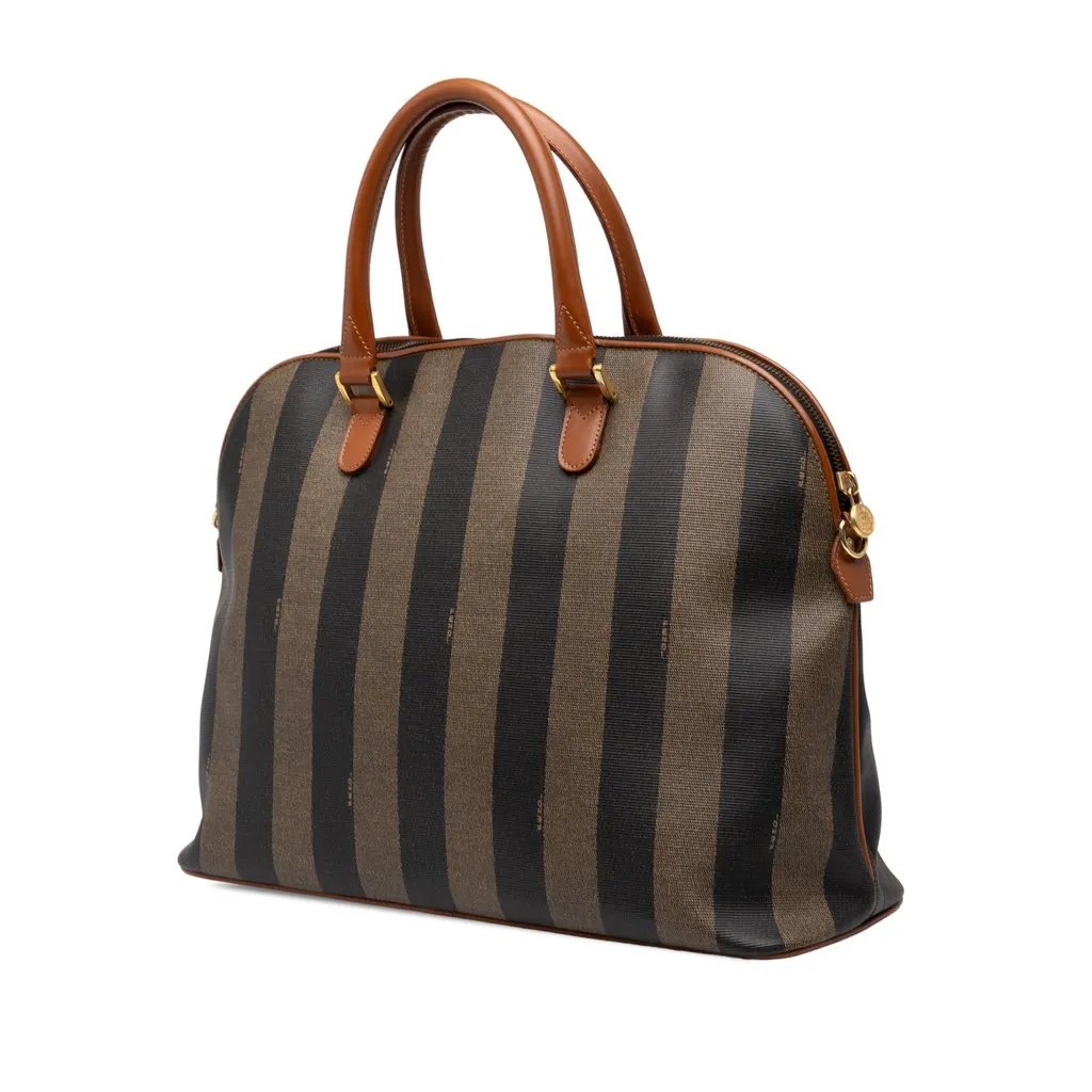 Fendi Pequin Coated Canvas Dome Satchel Brown Canvas Good - Back View