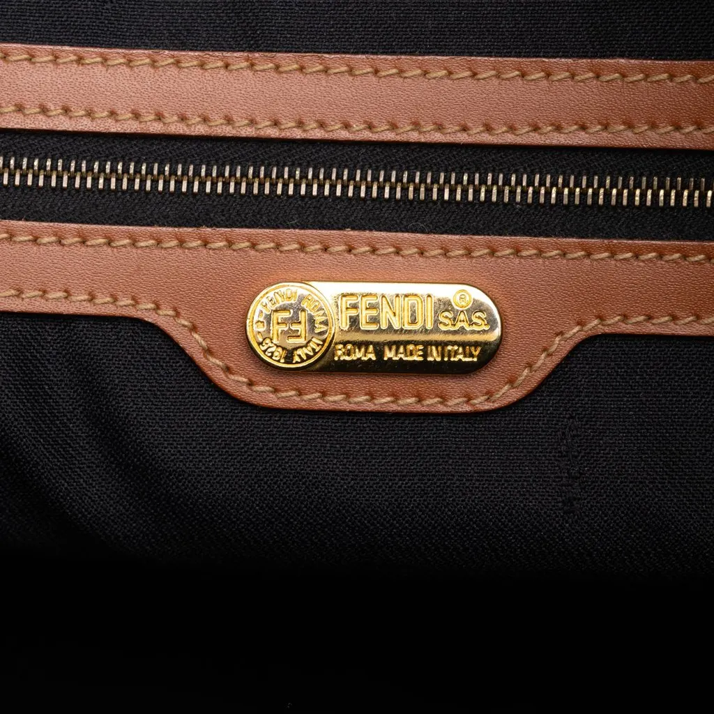 Fendi Pequin Coated Canvas Dome Satchel Brown Canvas Good - Box View