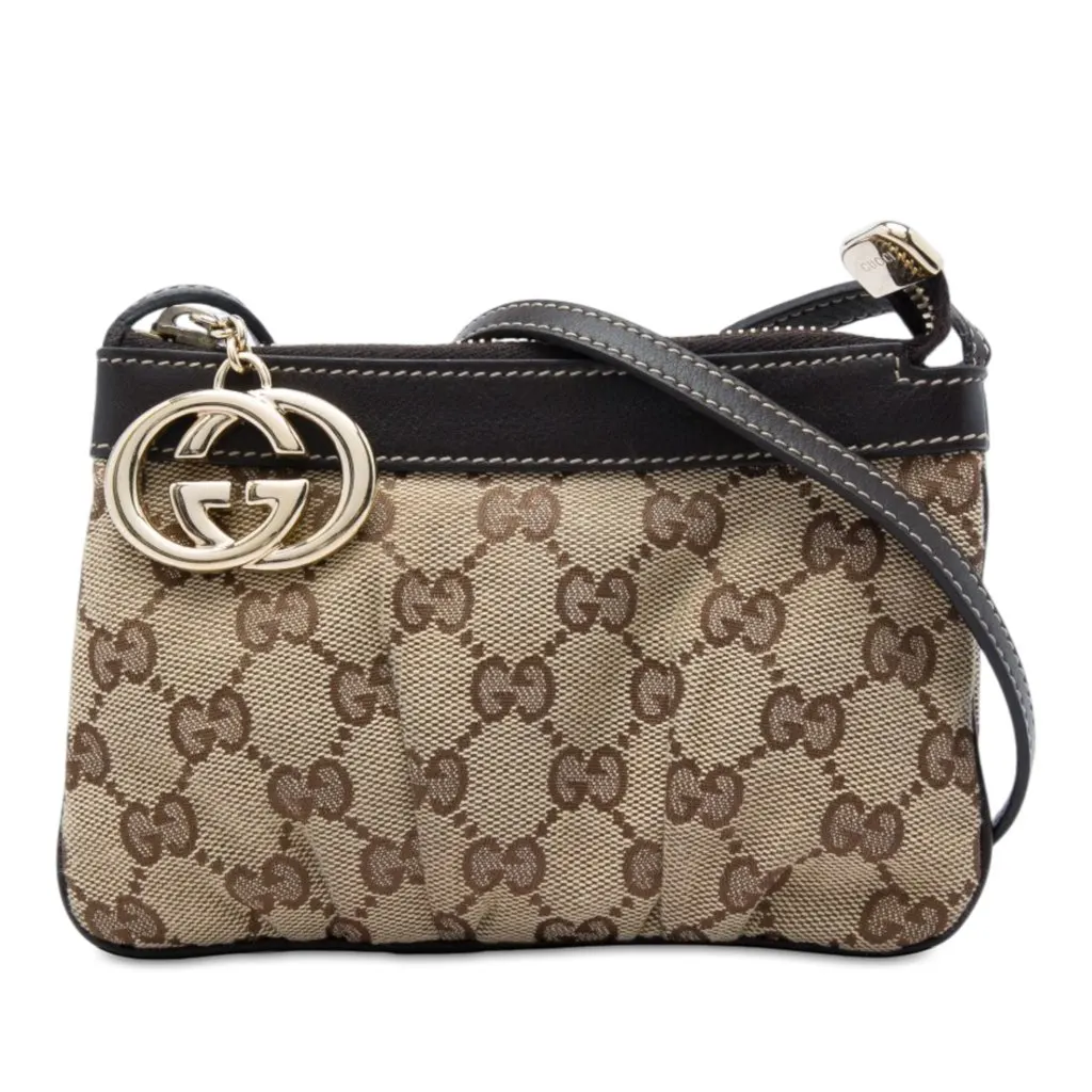 Gucci GG Canvas Crossbody Beige Canvas Good - Front View