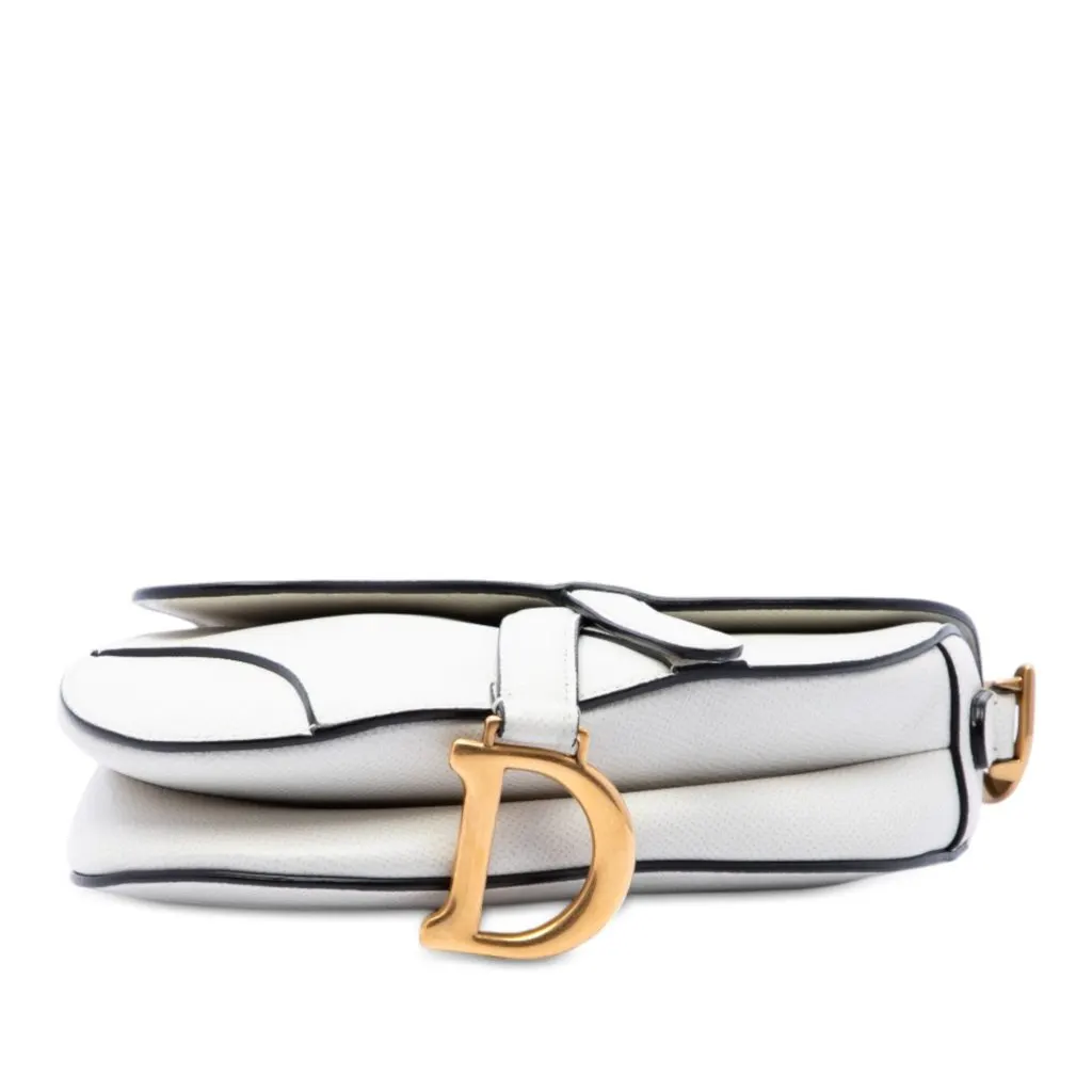 Dior Mini Grained Calfskin Saddle Bag White Leather Very good - Inside View