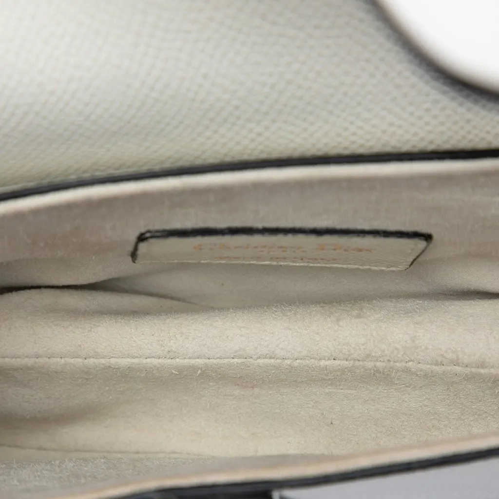 Dior Mini Grained Calfskin Saddle Bag White Leather Very good - Model View
