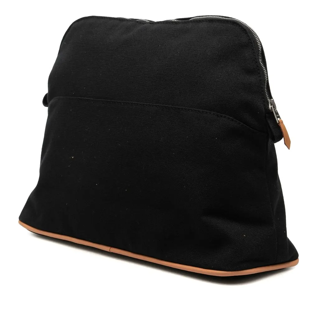 Hermès Toile Bolide Trousse De Voyage MM Black Cotton Very good - Back View