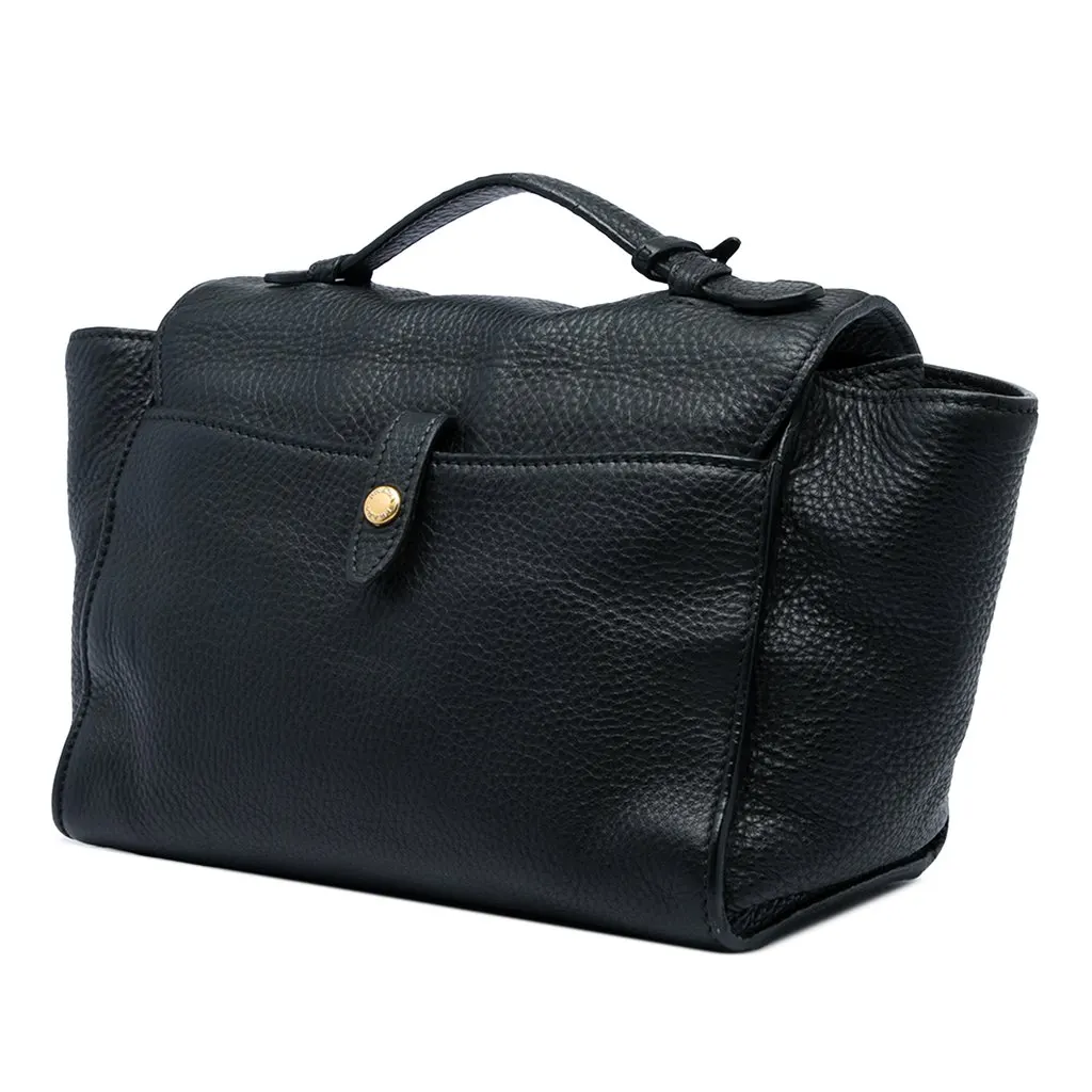 Prada Vitello Daino Soundlock Satchel Black Medium Leather