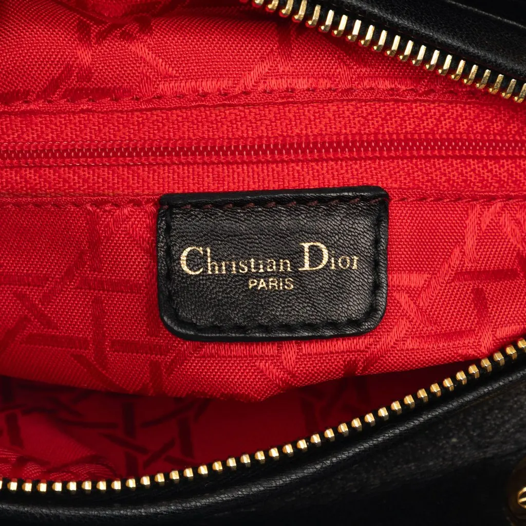 Dior Medium Lambskin Cannage Lady Dior Black Leather Very good - Box View