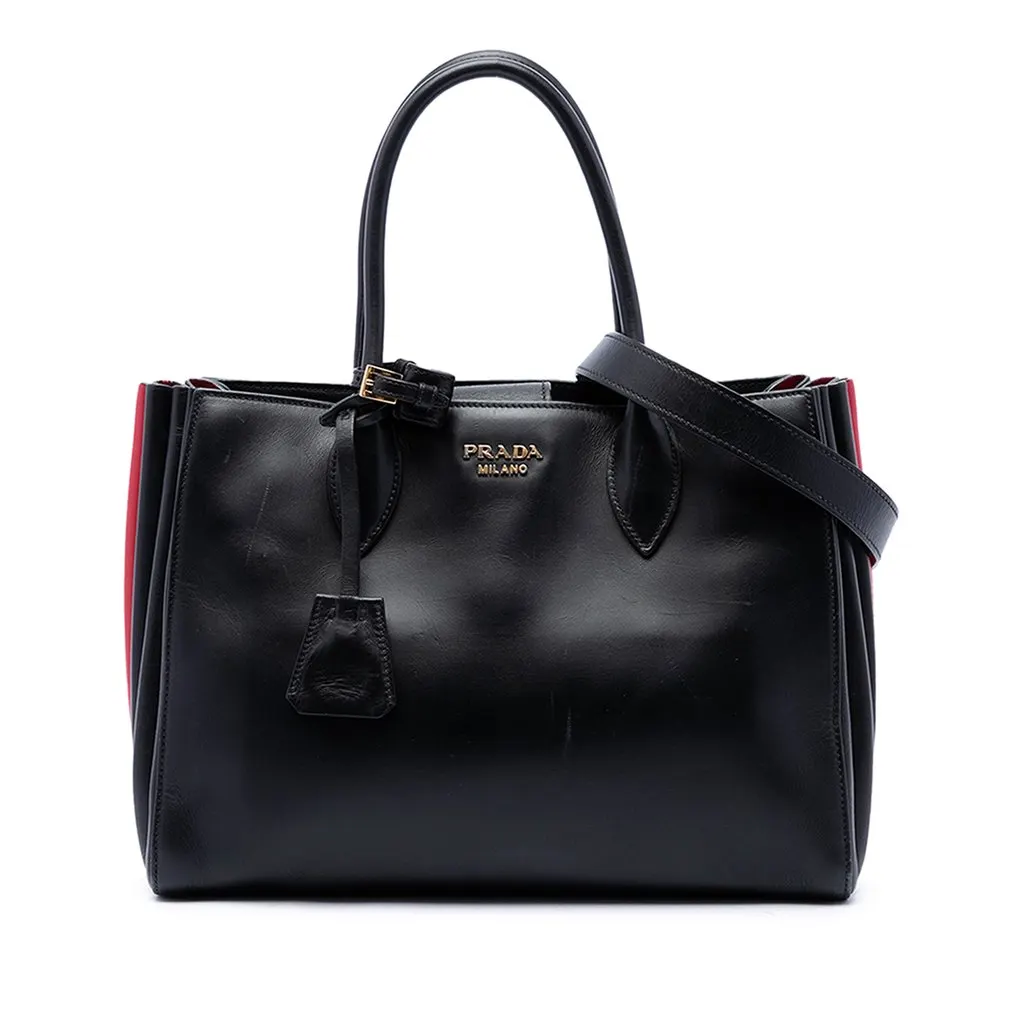 Prada City Calf Bibliotheque Satchel Black Leather Good - Front View
