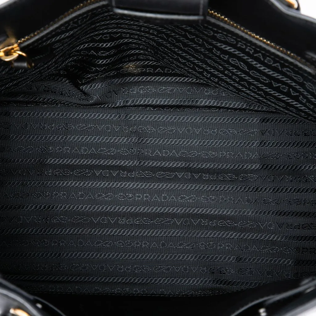 Prada City Calf Bibliotheque Satchel Black Leather Good - Model View