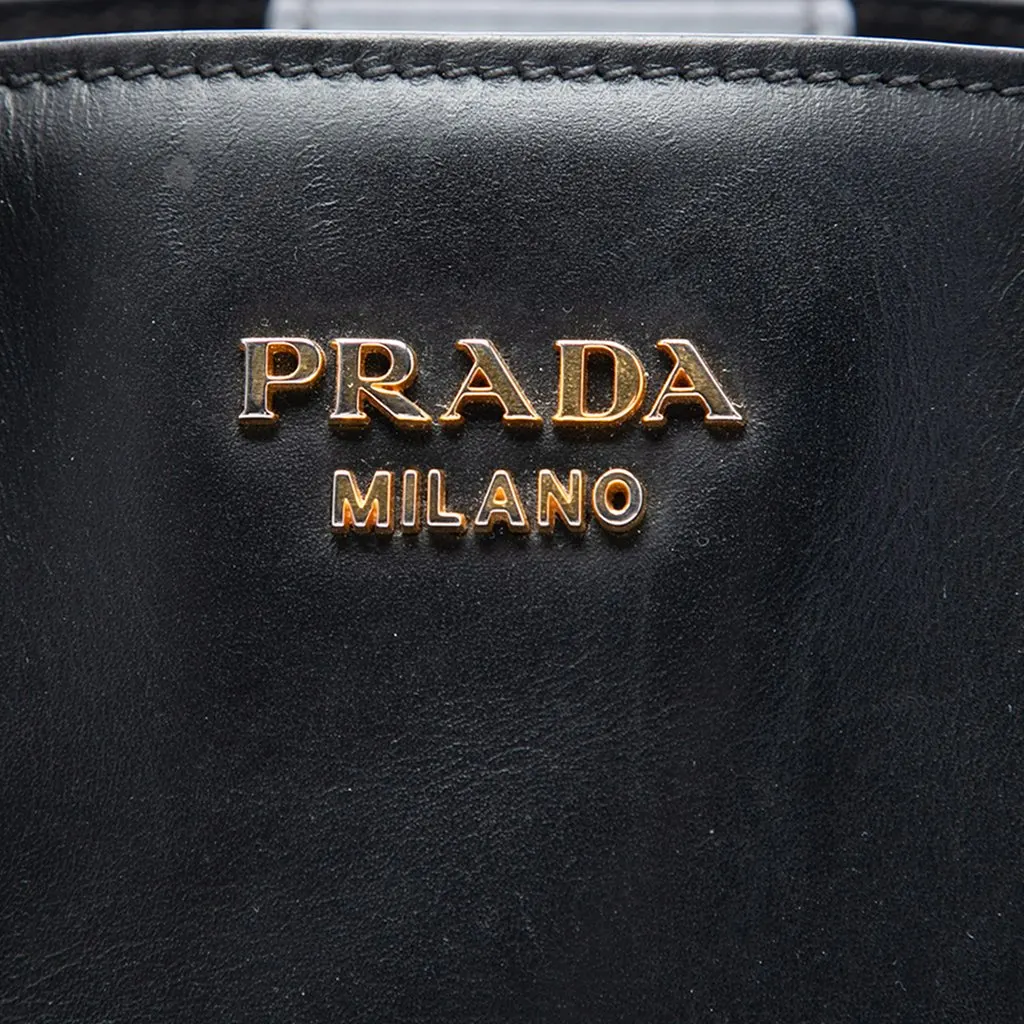Prada City Calf Bibliotheque Satchel Black Leather Good - Box View