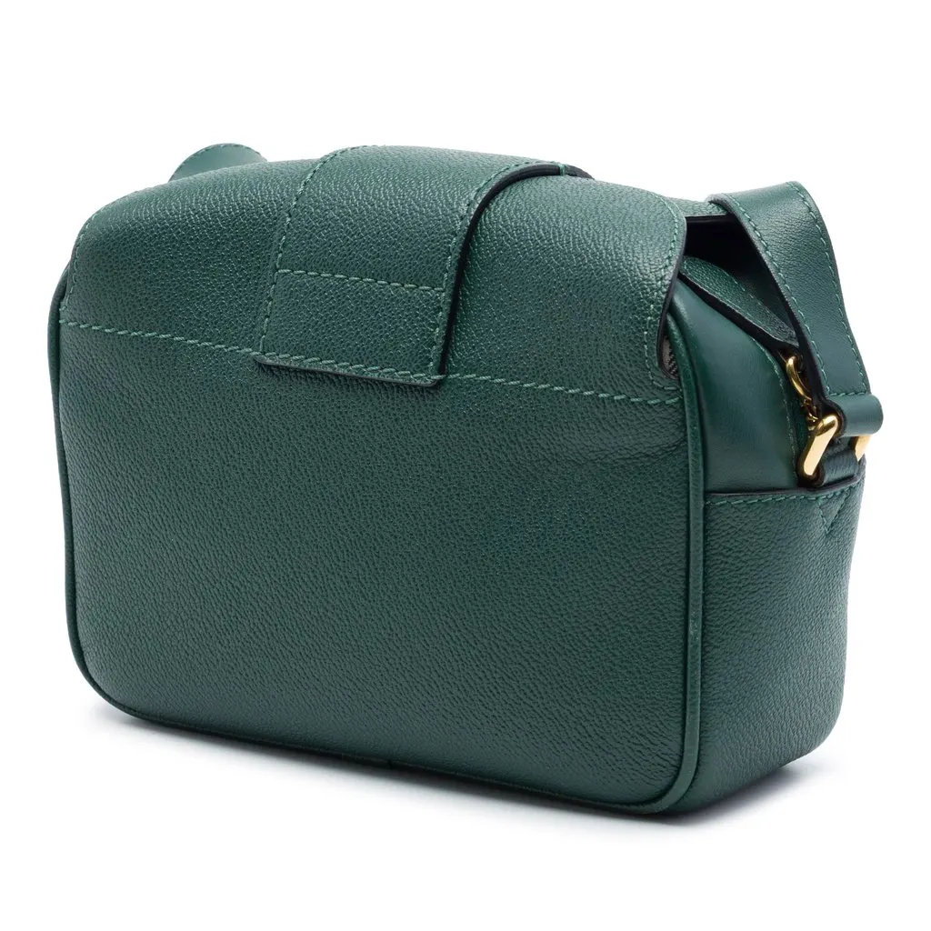 Burberry Small Soft Grained Calfskin Buckle Crossbody Green Leather Very good - Back View