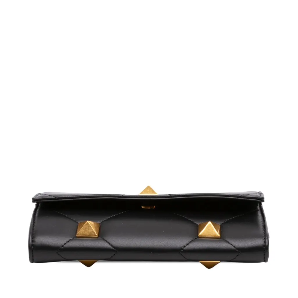 Valentino Nappa Roman Stud Wallet On Chain Black Leather Good - Inside View