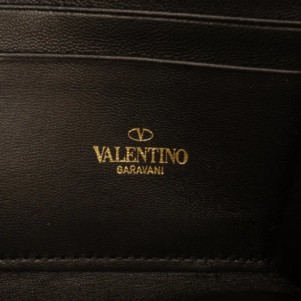Valentino Nappa Roman Stud Wallet On Chain Black Leather Good - Box View