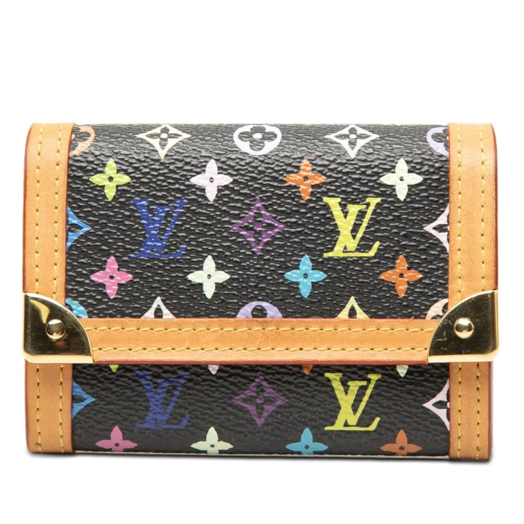 Louis Vuitton Monogram Multicolore Porte Monnaie Plat Black Canvas Very good - Front View
