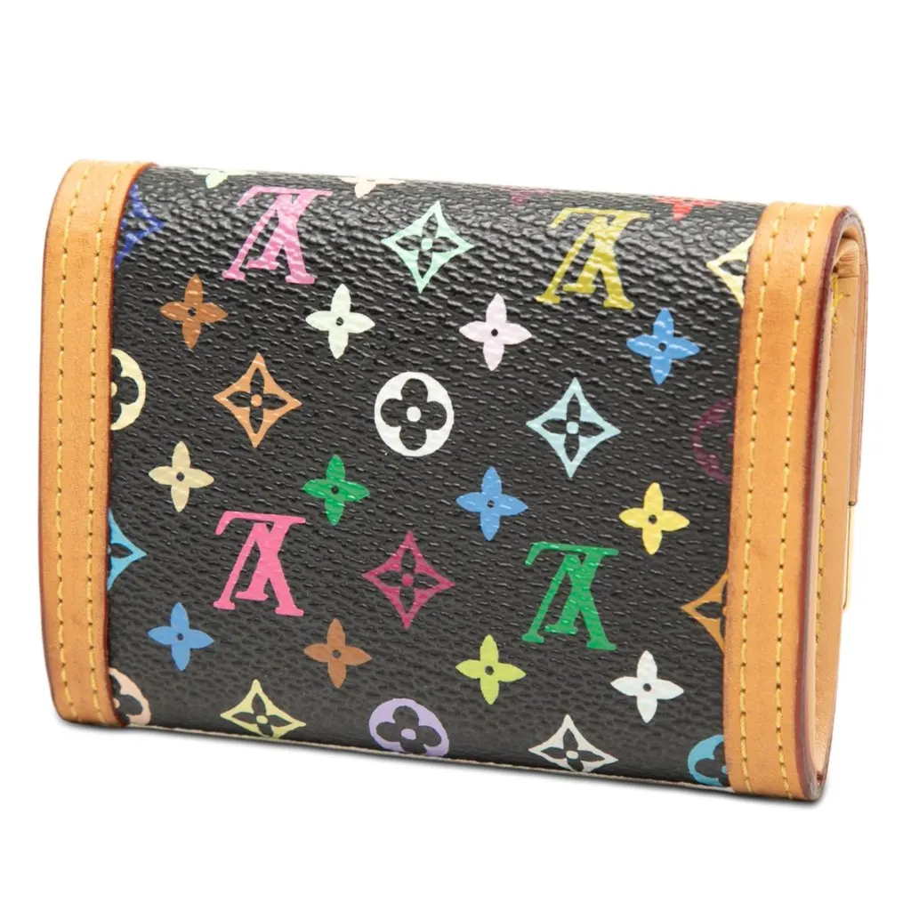 Louis Vuitton Monogram Multicolore Porte Monnaie Plat Black Canvas Very good - Back View
