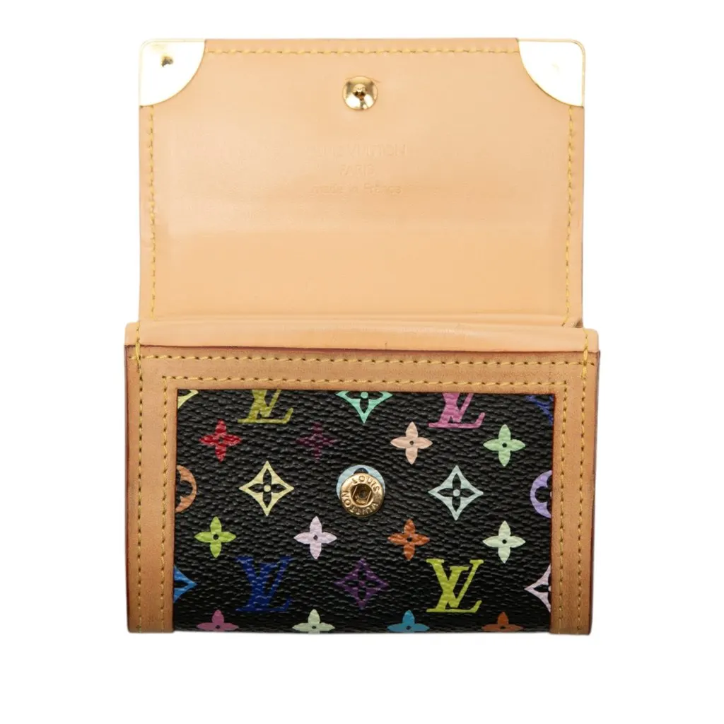 Louis Vuitton Monogram Multicolore Porte Monnaie Plat Black Canvas Very good - Model View