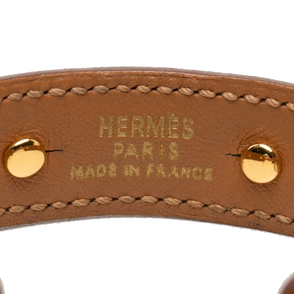 Hermès Leather and Gold Plated Chaine d Ancre Cuff Bracelet Brown Leather Very good - Model View